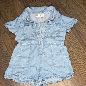 Zara Light Blue Kids Denim Romper